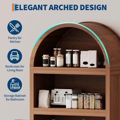 Bookshelf Arched Cabinet with Storage Bookcase Kitchen Pantry Display Storage