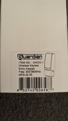 GUARDIAN WKCC-1 WIRELESS KEYLESS ENTRY KEYPAD, FREQ: 303/390 MHZ
