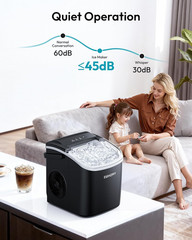 EUHOMY Countertop Ice Maker Machine with Handle, 26.5Lbs per Day, 9 Ice Cubes Re