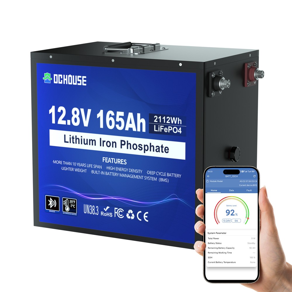 12V 165Ah 150Ah LiFePO4 Lithium Battery Bluetooth monitoring Metal Case For RV