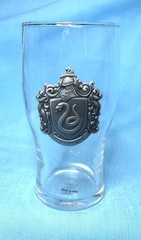 Harry Potter Slytherin Pewter Crest Pint Glass 16 oz Drinking Hand Wash Only