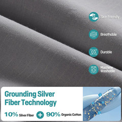 Grounding Fitted Sheets Full Size with Silver Fiber for Better Sleep – Gray