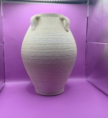 Ceramic Vase Rough Texture – Rustic Amphora Style Rustic with 4 Sashes 12.5 IN