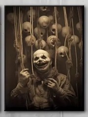 Vintage Halloween Canvas Art, Clown Creepy, Scary, Retro – 8″ X 10″