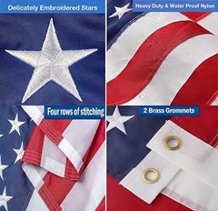 US American Flag Heavy Duty Luxury Embroidered Stars Sewn Stripes Grommets Nylon