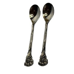 VTG Silverplate Coffee Spoon Set Silver Floral Rose Bud Ornate Demitasse 4.25in