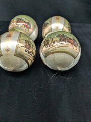 4 VTG Girl Scouts Silk Christmas Balls Currier & Ives Winter WNEPTV 16 PA