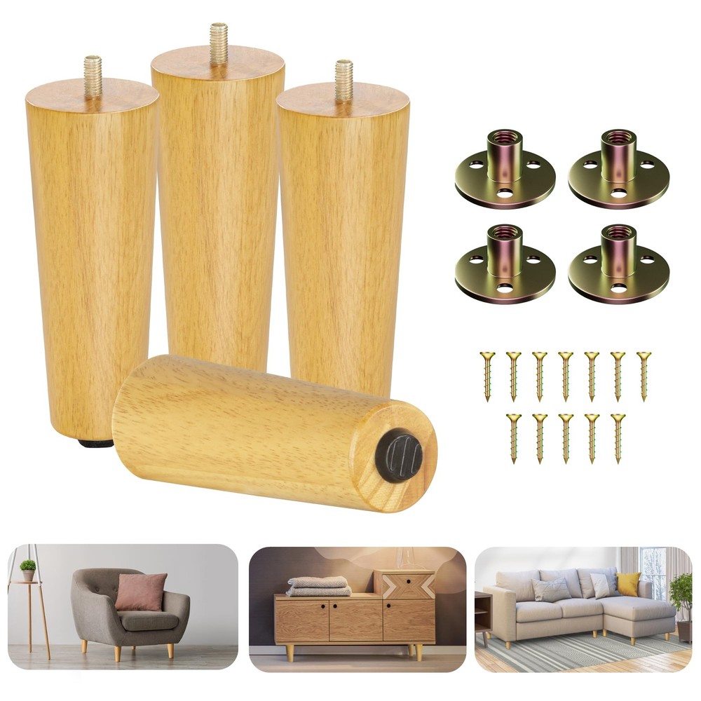 Yes4All 6 Inches Round Natural Solid Wood Furniture 6 inch,
