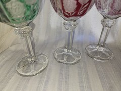 Anna Hutte Echt Bleikristall Red, Purple, Green Wine Water Goblets Set 3