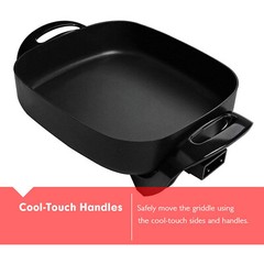 Black 12” Electric Skillet Glass Cover Home Kitchen Cooking Non Stick Fry Cook