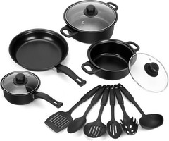 13PCS Kitchen Pots & Pans Set Nonstick Induction Cookware Utensils Pot with Lid