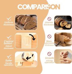 Brvclon Manual Bread Slicer Adjustable Thickness, Hand Crank Bread Slicer