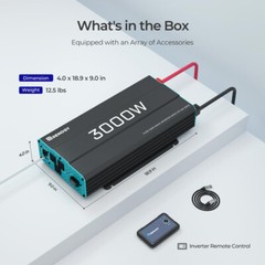 Renogy 3000W Pure Sine Wave Inverter 12V DC to 120V AC Converter Remote Control