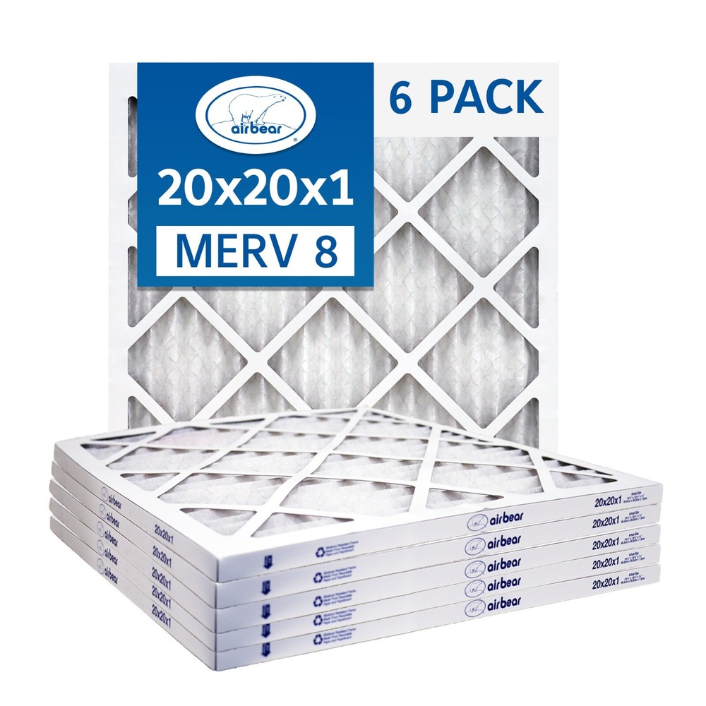 Trion Air Bear T08-20201-6P – 20″ x 20″ x 1″ Pleated Air Filter (6-Pack), MERV 8