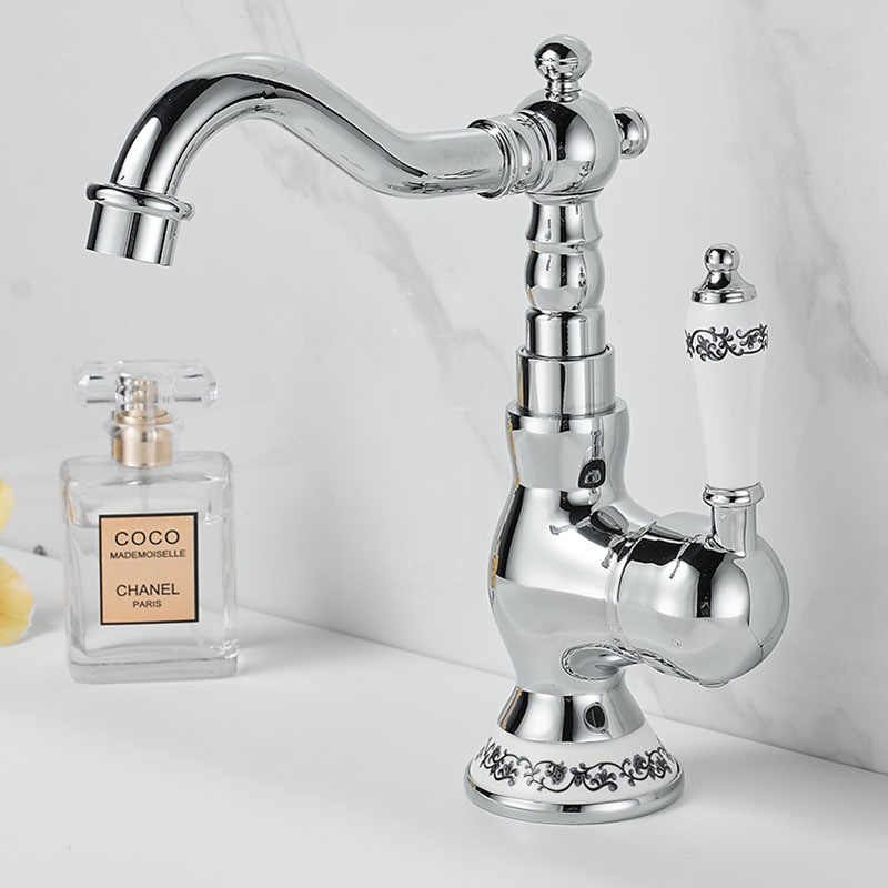 Polished Chrome Swivel Bathroom Faucet Single Handle Sink Vanity Mixer Taps