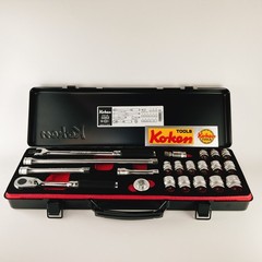 KOKEN 3286Z 3/8 9.5mm Z-EAL Socket Wrench Set 21 pieces W/Metal Case
