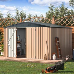 AECOJOY 4’x6’/ 6’x8′ Outdoor Metal Storage Shed for Garden Tools Lockable Door