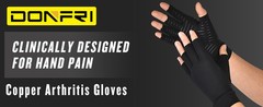 2 Pairs Copper Infused Compression Arthritis Gloves, Fingerless Carpal Tunnel