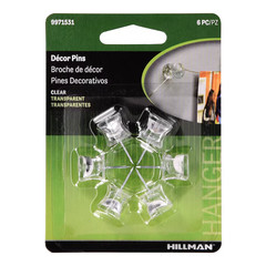 Hillman Plastic 0.5-lb Capacity Decor pins 6 – Pack