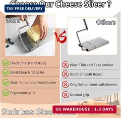 Cheese Slicer,Stainless Steel Cheese Cutter,Multipurpose Cheese Slicers with Gri