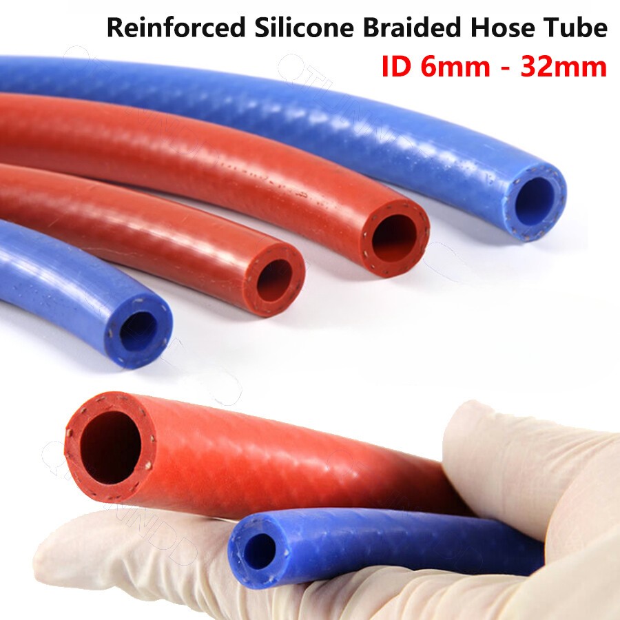 Red / Blue Silicone Braided Hose Tube Reinforced – Water Oil Fuel High Temp 300℃