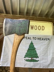 Old Axe head 6 in blade, wood handle 19 in, 4.49 lb