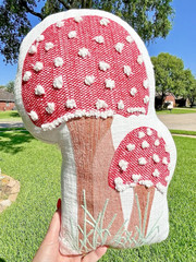Mushroom Shaped Embroidered Throw Pillow – Fall Decor Pillow 15.5 in X 8in