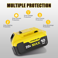 2 Pack 20V 10.0Ah Battery & Dual Charger Kit for De walt 20 Volt MAX Batteries