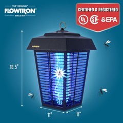 Flowtron Bug Zapper, Mosquito Zapper 1.5 Acre of Coverage, 80W Bulb, 5600V Grid