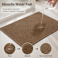 SUPER Water Absorbent Bath Mat Non-Slip Quick Dry Bathroom Shower Rug 24″