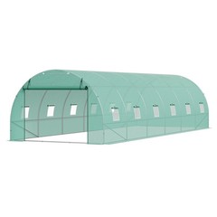 VEVOR Walk-in Tunnel Greenhouse 29.2×9.7×6.5ft Galvanized Frame PE Cover Green