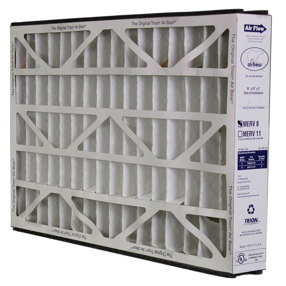 Trion Air Bear 255649-101 – Pleated Furnace Air Filter 16″x25″x3″ MERV 8