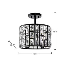 Home Decorators Kristella 12.5 in. 3-Light Matte Black Semi Flush Mount Light