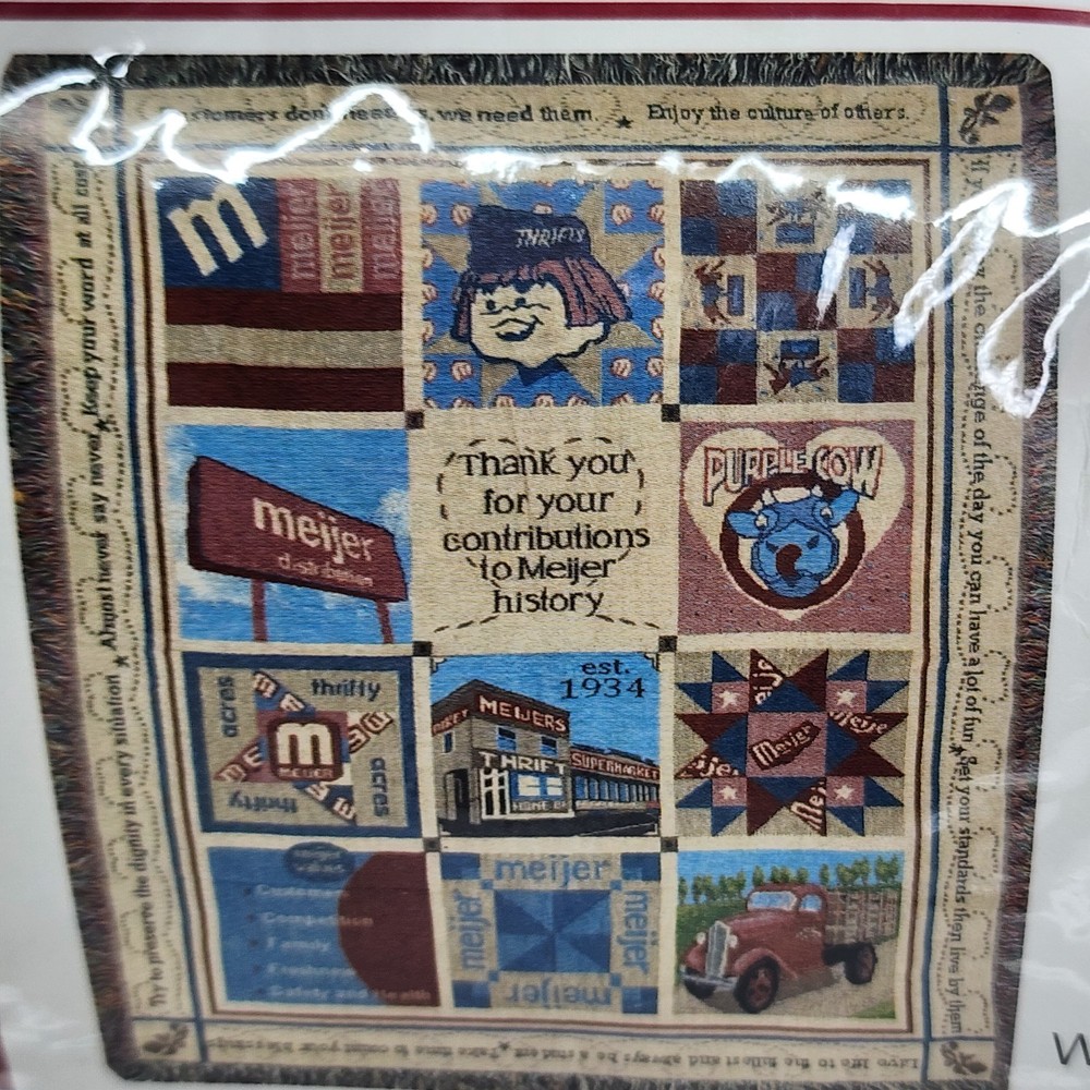 New Meijer Grocery Store Retirement Cotton Throw Blanket Tapestry 60×52