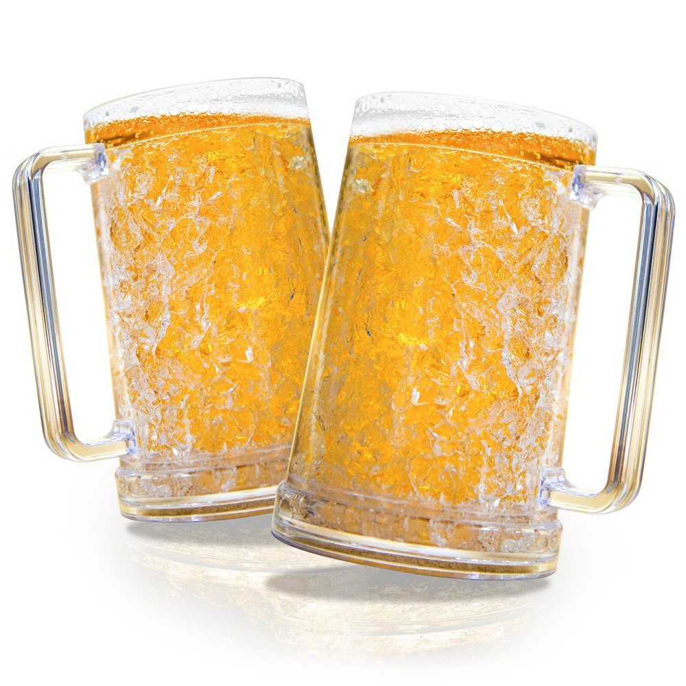 Beer Mugs For Freezer, Beer Mug, Double Walled Freezer Mugs With Gel, Set Of 2