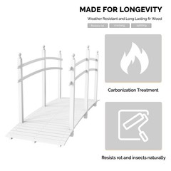 7.5FT Wooden Bridge w/ Handrails Decor Fir Wood for Yard Outdoor Garden Stable