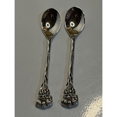 VTG Silverplate Coffee Spoon Set Silver Floral Rose Bud Ornate Demitasse 4.25in