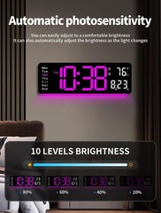 Digital Wall Clock, 16″ Large Display Digital Clock with Remote Control Dimming