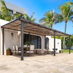 Wall Mounted Hardtop Gazebo Lean to Metal Pergola Outdoor Patio Awning Shelter