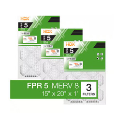 15 x 20 x 1 Standard Pleated Air Filter FPR 5, 3-Pack, Air Filters Replacement
