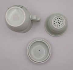 Teavana Porcelain Fine China Floating Lotus Blossom Teacup Infuser Mug 4 Pc. Set