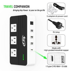 220V to 110V Step Down Voltage Converter 2-Outlet 4 USB Travel Adapter Converter