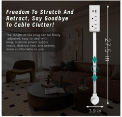 Electrical Outlet Expander Power Socket Rotating Extender Sofas Nightstands Desk