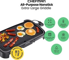 XL Electric Griddle with Removable Temperature Control, Immersible Flat Top G…