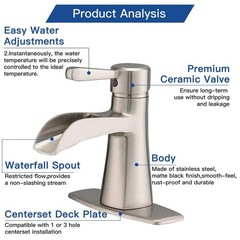 BWE Waterfall Single Hole Single-Handle Low-Arc Bathroom Sink Faucet