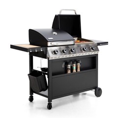 5-Burner Propane Gas Grill and Griddle Combo Stainless Steel Outdoor Patio