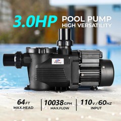 In/Above Ground Pool Pump, 3HP, High Flow with Motor Strainer Filter Basket