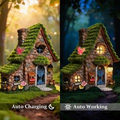 ASAWASA Resin Fairy House Statues with 7.68 x 4.72x 8.86 in, Double