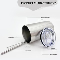 16 Pack Tumblers Blanks Bulk Skinny Straight Tumbler Stainless Steel Double W…