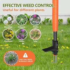 Weed Puller Tool, 3/4 Claw Stand Up Weed Puller Tool with Ergonomic Long Handle